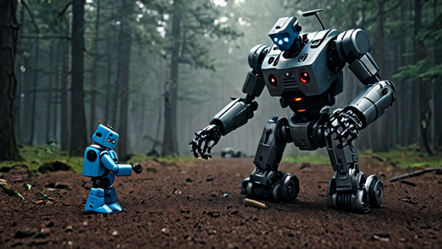 SDXL prompt: cinematic film still big robot learning...-0