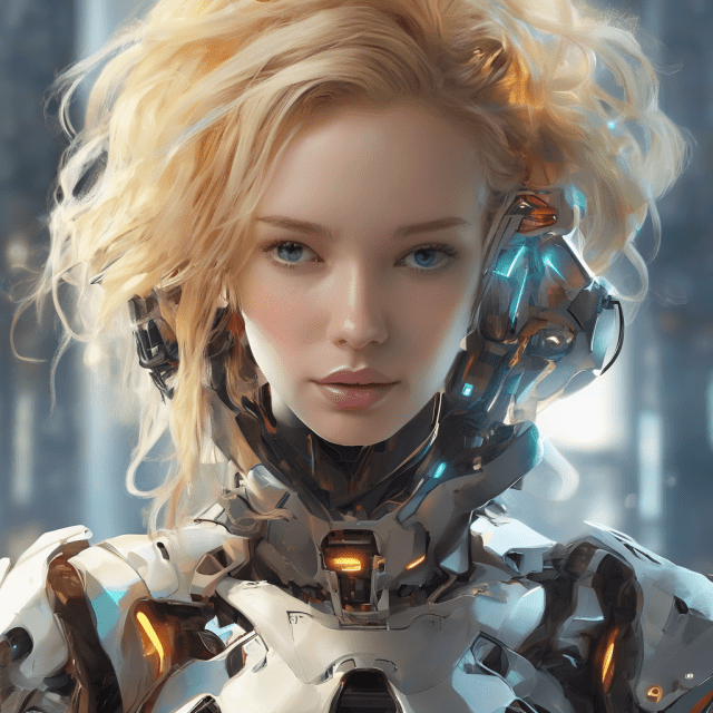 SDXL prompt: Futuristic robot, looking away, (blonde...-0