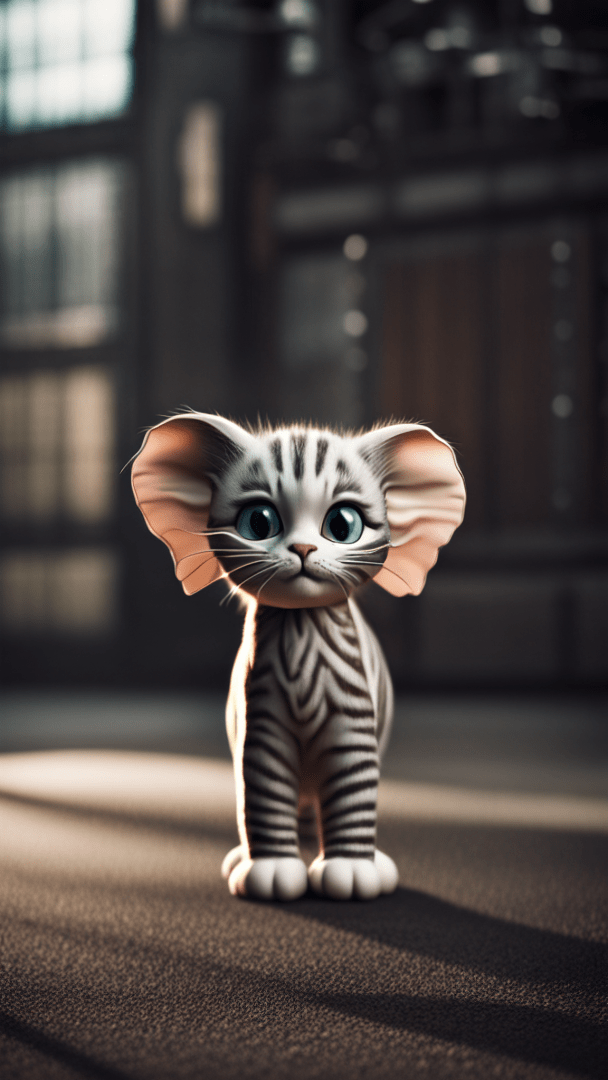 SDXL prompt: Cat head elephant body-1
