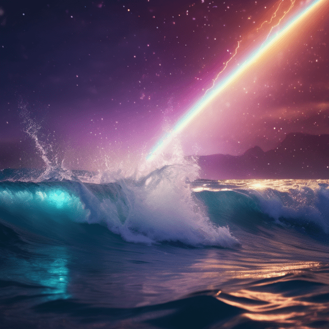 SDXL prompt: stormy sea , rainbow particles , rays of...-0