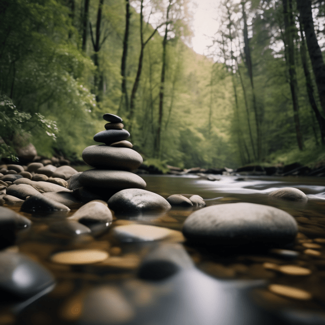 SDXL prompt: high-ground Stones on first plan, river...-0