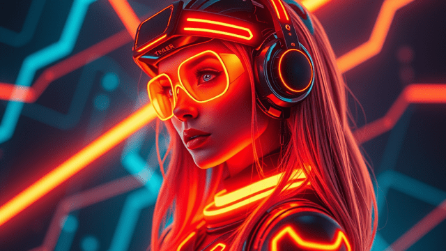 FLUX prompt: Девушка в стиле "Футуристический Неоновый Импульс"-0
