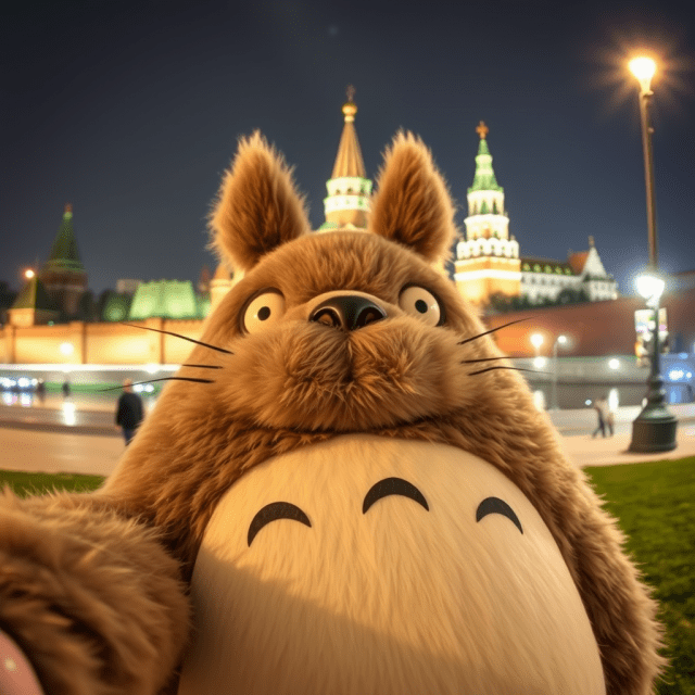 FLUX: Fluffy and cute Totoro in Moscow takes a selfie-0
