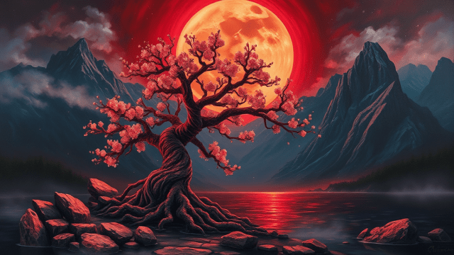 FLUX: impasto oil painting of a mystical landscape under-0