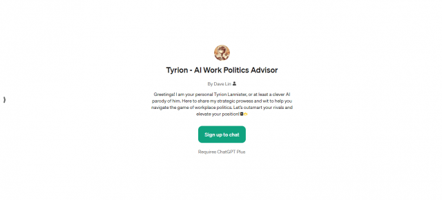 Tyrion - GPT Work Politics Advisor