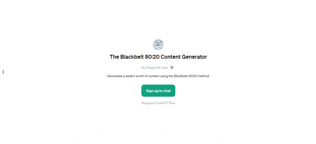 The Blackbelt 80:20 Content Generator