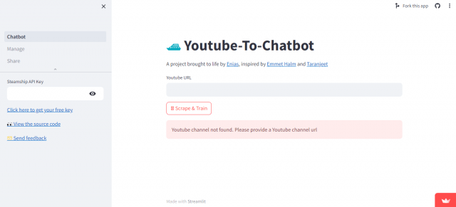 YouTube to Chatbot