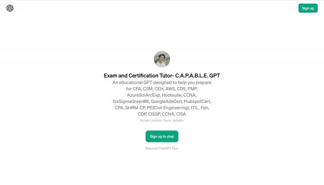 Exam and Certification Tutor- C.A.P.A.B.L.E. GPT