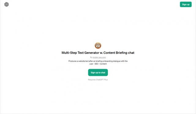 Multi-Step Text Generator w. Content Briefing chat